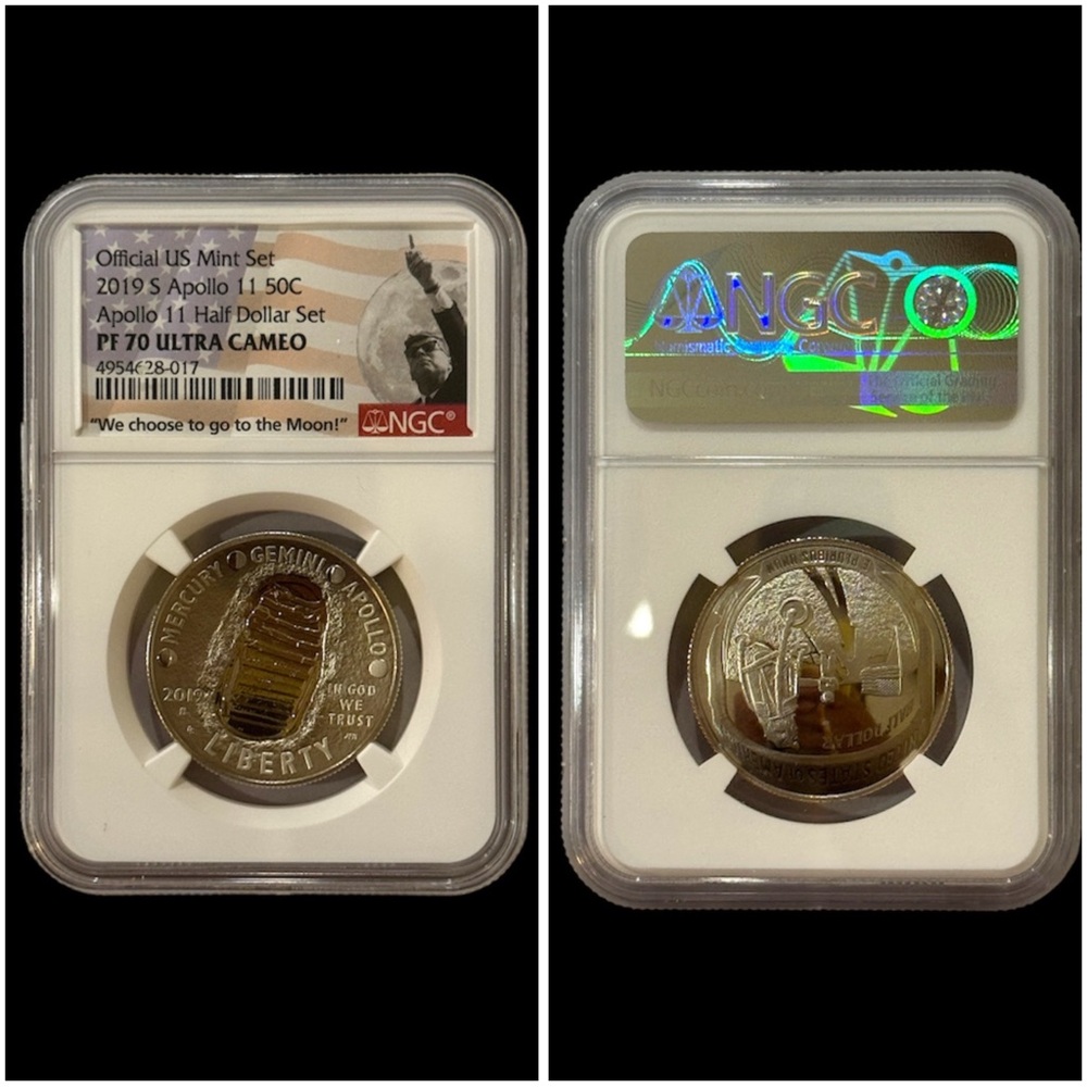NGC APOLLO 11 Certified Ultra Cameo U.S. Half Dollar Set 2019-S 50C PF70